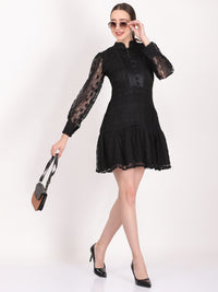 Black Lace Mini Dress | Victorian-Inspired Cocktail Dress